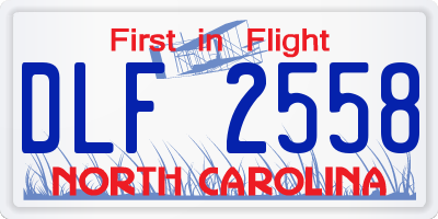 NC license plate DLF2558