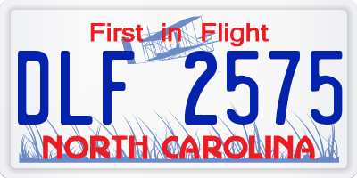 NC license plate DLF2575