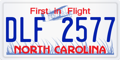 NC license plate DLF2577