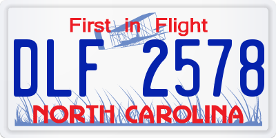 NC license plate DLF2578