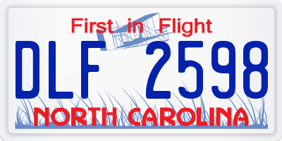 NC license plate DLF2598