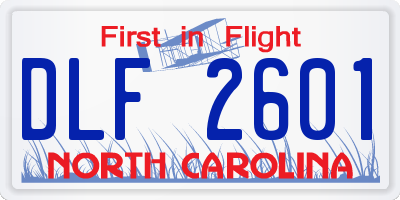 NC license plate DLF2601