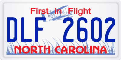 NC license plate DLF2602