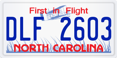 NC license plate DLF2603