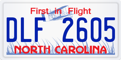 NC license plate DLF2605