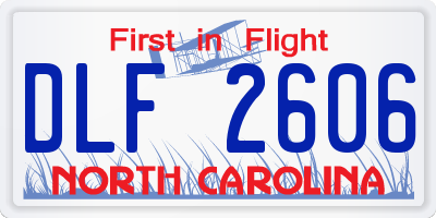 NC license plate DLF2606