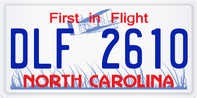 NC license plate DLF2610