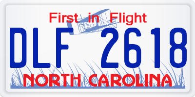 NC license plate DLF2618