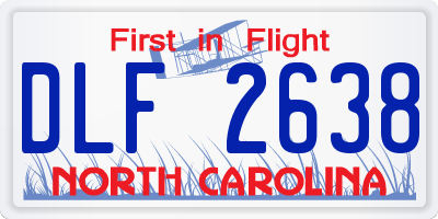 NC license plate DLF2638