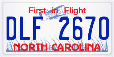 NC license plate DLF2670