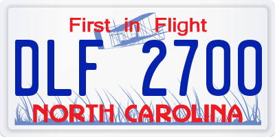 NC license plate DLF2700