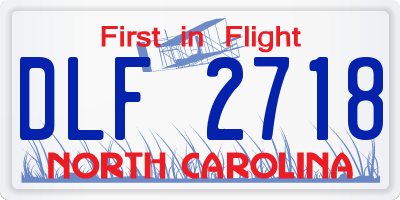 NC license plate DLF2718