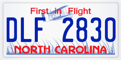 NC license plate DLF2830