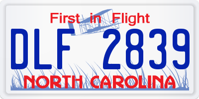 NC license plate DLF2839