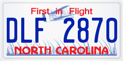 NC license plate DLF2870