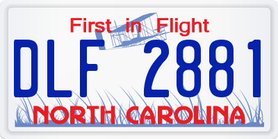 NC license plate DLF2881