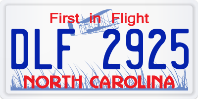 NC license plate DLF2925