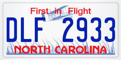 NC license plate DLF2933