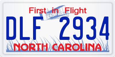 NC license plate DLF2934