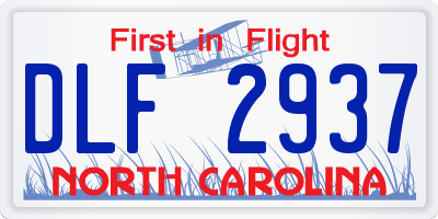 NC license plate DLF2937