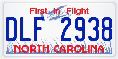 NC license plate DLF2938