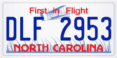 NC license plate DLF2953
