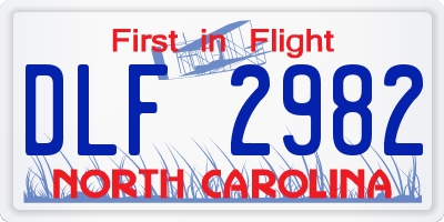 NC license plate DLF2982