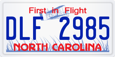 NC license plate DLF2985