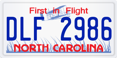 NC license plate DLF2986