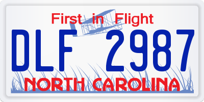 NC license plate DLF2987