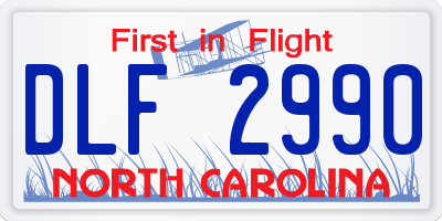 NC license plate DLF2990