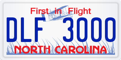 NC license plate DLF3000