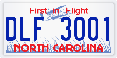 NC license plate DLF3001