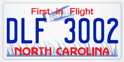 NC license plate DLF3002