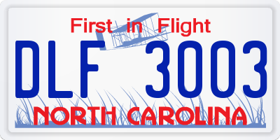 NC license plate DLF3003