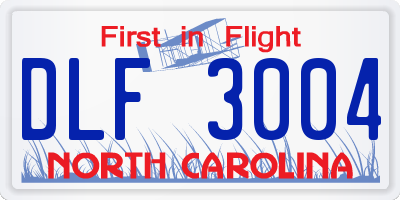 NC license plate DLF3004
