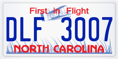 NC license plate DLF3007