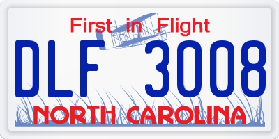 NC license plate DLF3008
