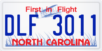 NC license plate DLF3011