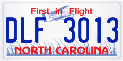 NC license plate DLF3013