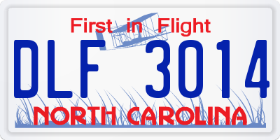 NC license plate DLF3014