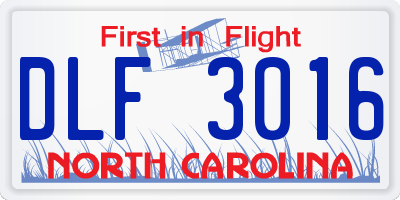 NC license plate DLF3016