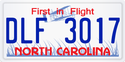 NC license plate DLF3017