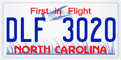 NC license plate DLF3020