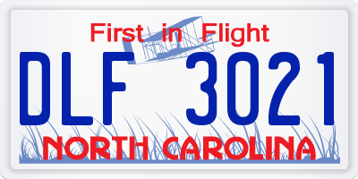 NC license plate DLF3021