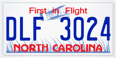 NC license plate DLF3024