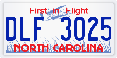 NC license plate DLF3025