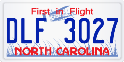 NC license plate DLF3027