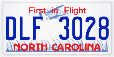 NC license plate DLF3028