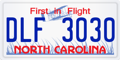 NC license plate DLF3030